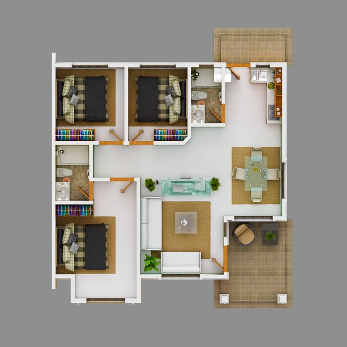 Bungalow With 3D Floor Plans  6