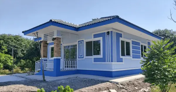 blue white house design