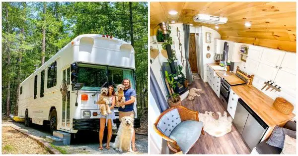 Couple Transforms Old Bus into Beautiful Home on Wheels