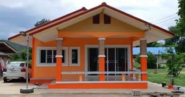 Lovely 3-Bedroom Gable House with Orange Walls [Modern Design]