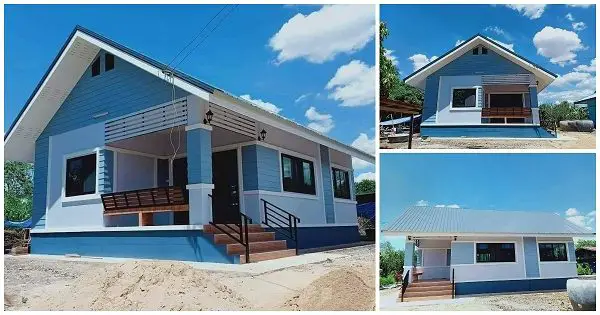 Beautiful Blue House with Nice Gable Roof, 2 Bedrooms