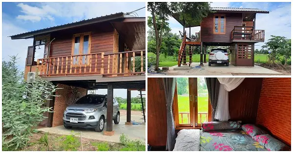 Beautiful 2-Story House Design Made of Wood, 1 Bedroom