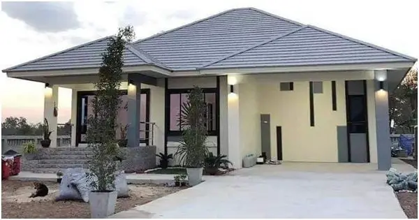 Grey House Design with Beautiful Carport and 3 Bedrooms