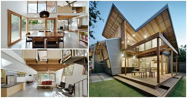 Open-Air Unique House Design with Beautiful Wooden Deck